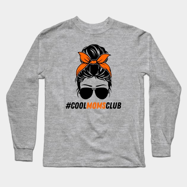 cool moms club messy bun hair cool design Long Sleeve T-Shirt by NIKA13